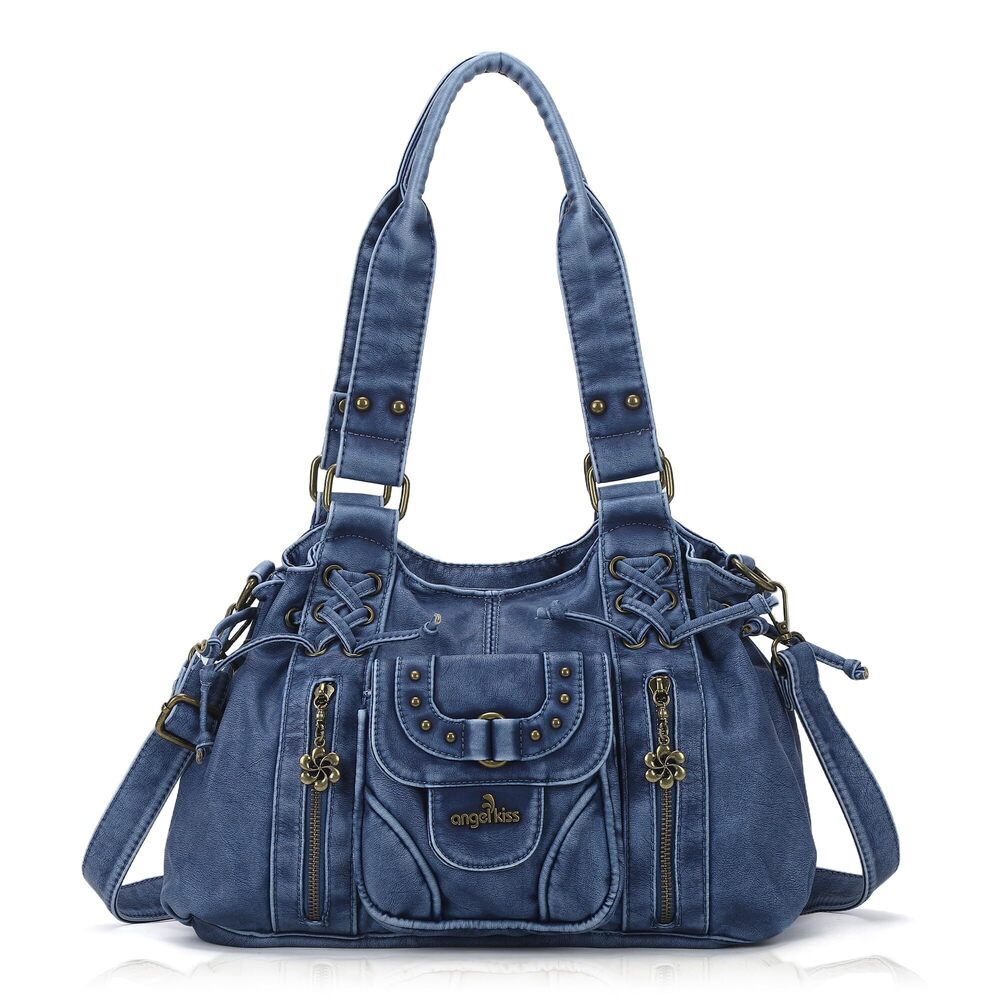 9619 Small hobo Bags Retro Washed Leather Shoulder Handbag Roomy Top